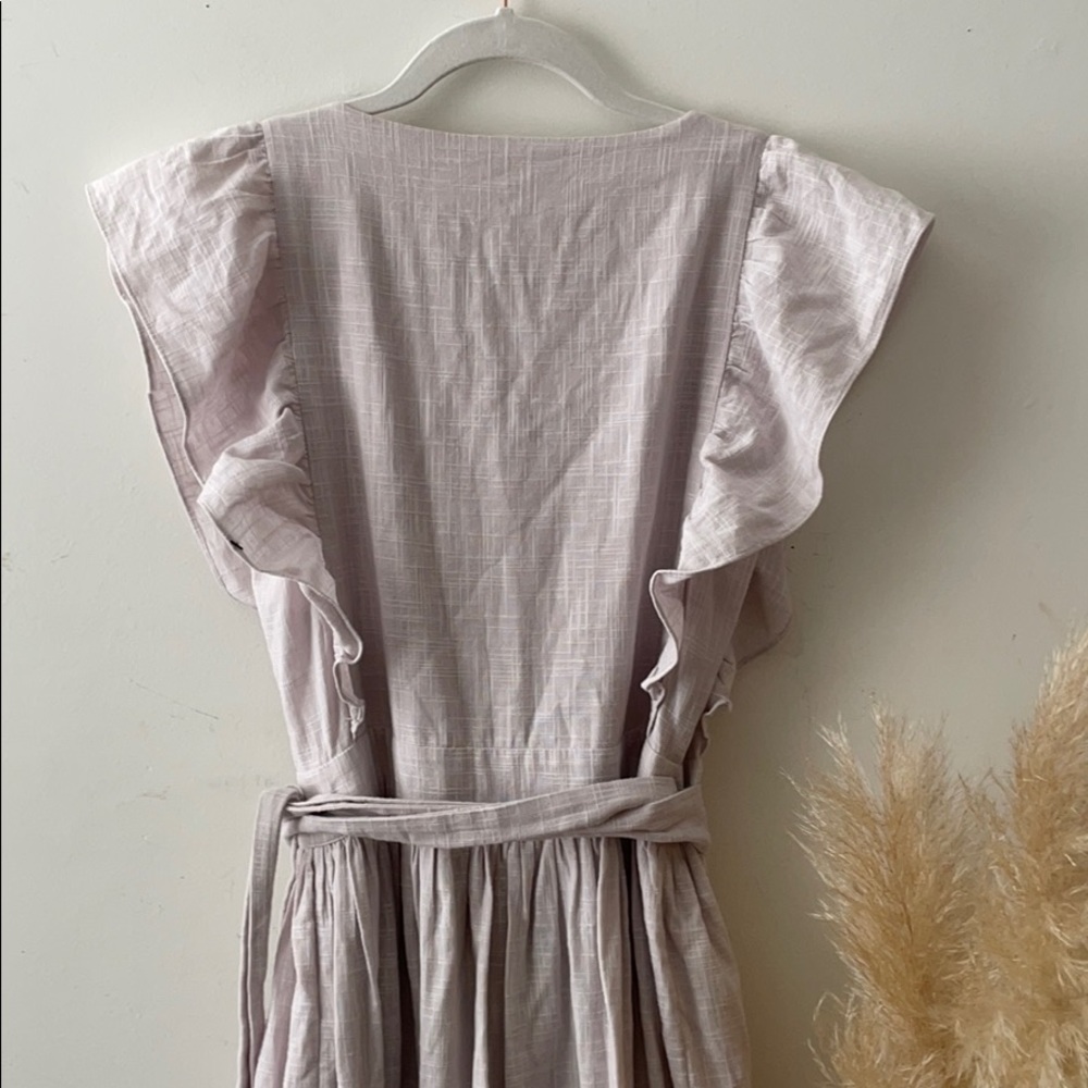 THE GREAT. Lavender Midi Dress with Ruffle Sleeves - Picture 6 of 9
